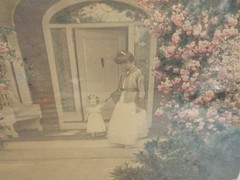 Lg Wallace Nutting Colored Photo Coming Out of Rosa Child Rose Home Print