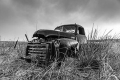 Classic Pickup Truck Photography Print: Oklahoma Black & White Abandoned Photo