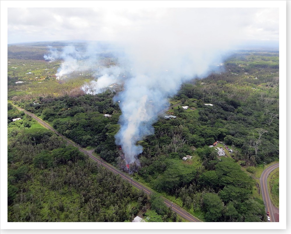 Kilauea Volcano Hawaii Aerial View Of Eruptive Fissures 2018 Silver Halide Photo