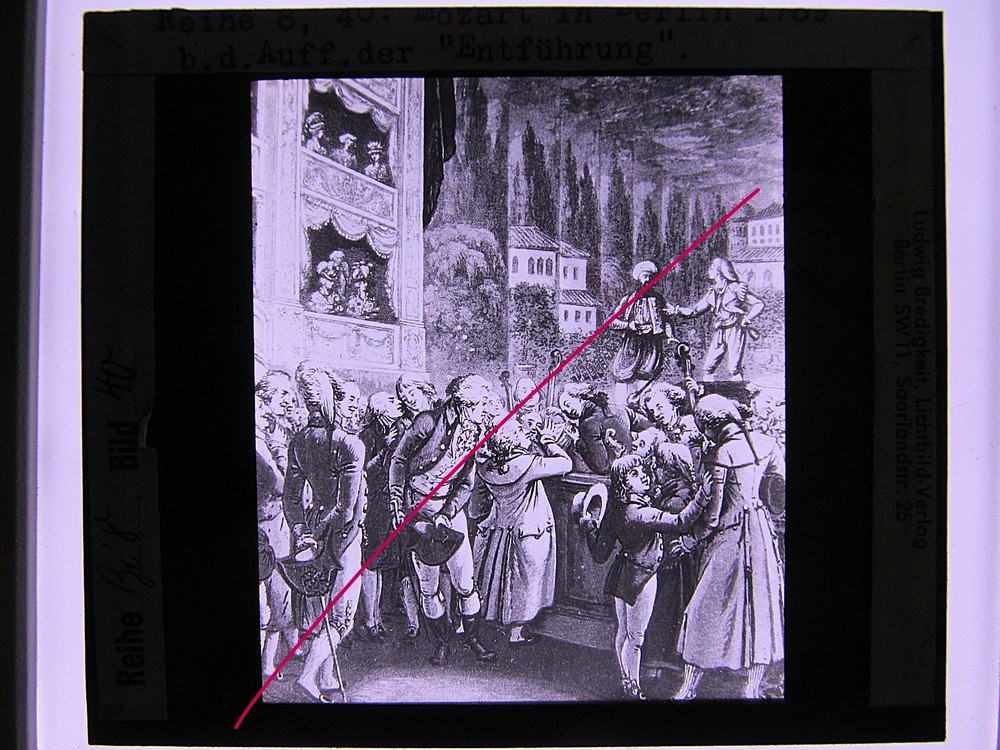 Mozart Wolfgang Amadeus in Berlin 1789 Old Glass Picture 8.5 x 10 cm