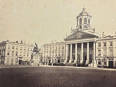 Original Photo 19TH Albumen Print Brussels Belgium Place Royale Landscape