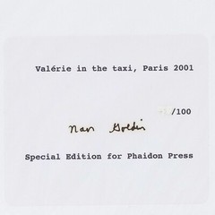 NAN GOLDIN ‘Valérie in the Taxi, Paris, 2001’ SIGNED Limited Edition Photograph