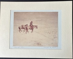Vintage Western Photolithograph Kansas Artist Charles B Rogers Signed Horse
