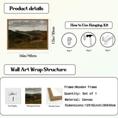 Framed Vintage Landscape Wall Art Mountain Nature Wall Decor Paintings Moody