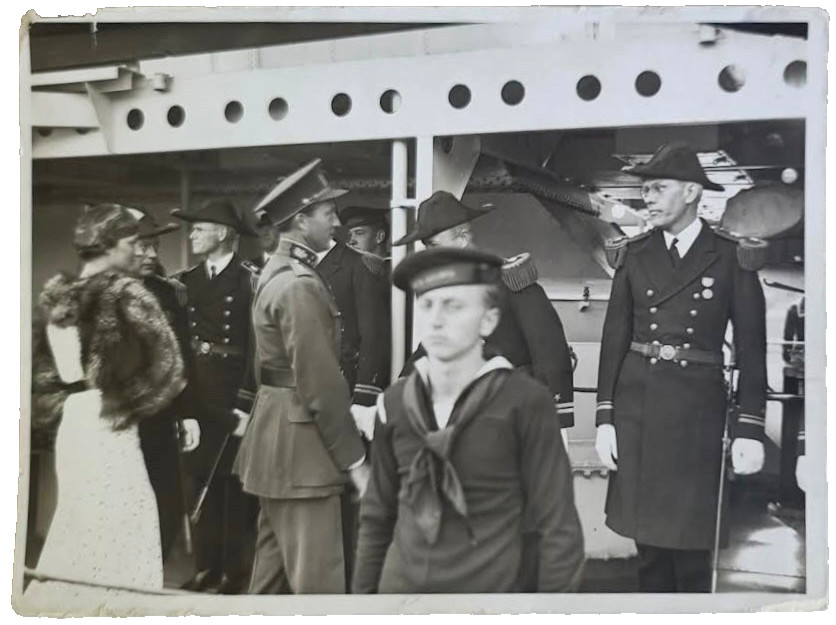 c. 1930s Photo Leopold III King of Belgium w/ Wife Vtg Photograph 1935 Navy Ship