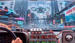 Back to the Future 2 Marty and Doc in DeLorean Metal Sign Wall Art 14″ x 11″