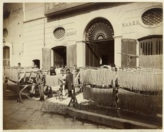 Italy spaghetti factory workers antique albumen photo