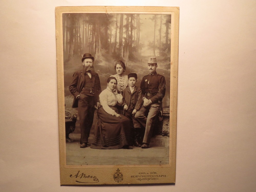Man with Beard & Soldier in Uniform & 2 Women & Boy / KAB Alois Beer Klagenfurt