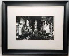 Signed Framed Black White Times Square NYC Photograph Wall Art 16×13