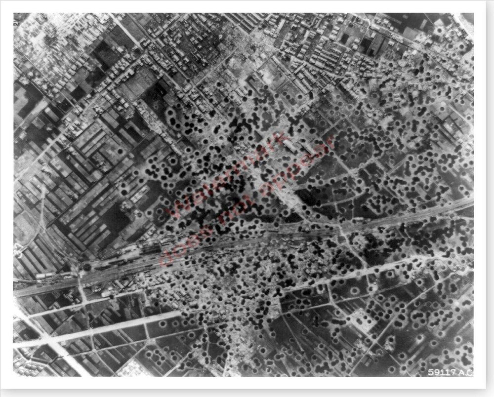 WWII Silver Halide Photo Bomb Damaged Marifu Railyard Japan