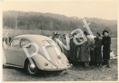 Photo Vintage VW Beetle License Plate Driver Excursion Passengers L1.42