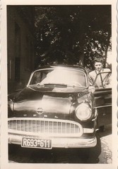 Vintage Photo Man with Opel Olympia Record 1956 Car Vintage Passenger Car