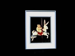Erskine Wood 1988 Framed Photo Teddy Bear on Rabbit 11.5×14.5 Art Print