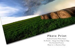 Country Photography Print – Picture of Storm Clouds Over Hay Bales in Kansas
