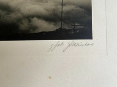 23x17cm on 42x32cm Beautiful Barite Photo Circa 1930 Mountains Signed Photo