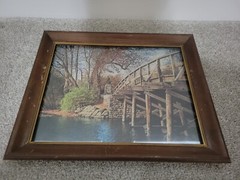 13.5″ X 10.5″ Picture of Bridge with Statue in Massachusetts in Wooden Frame