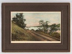 Bangor Maine Water Works Penobscot River Vtg 1920’s Hand Colored Mounted Photo