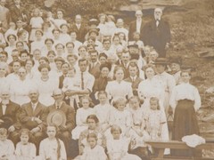 Vtg c.1890s Photograph Huge Family Generations Sepia B&W Portrait
