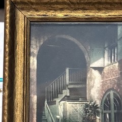 Old Brulatour Courtyard Tinted Photograph Delacroix Signed original frame 1930’s