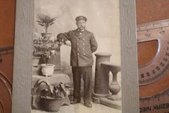 Great old photo on cardboard portrait of a man seafaring??