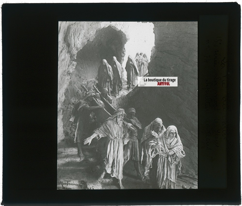 The Burial, Vintage Photo Glass Plate, Black & White, 8.5×10 Cm