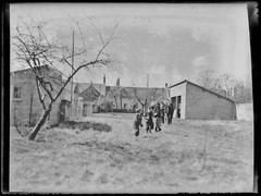 Old Black And White Photo Glass Plate Negative 9X12 Cm Children Village France