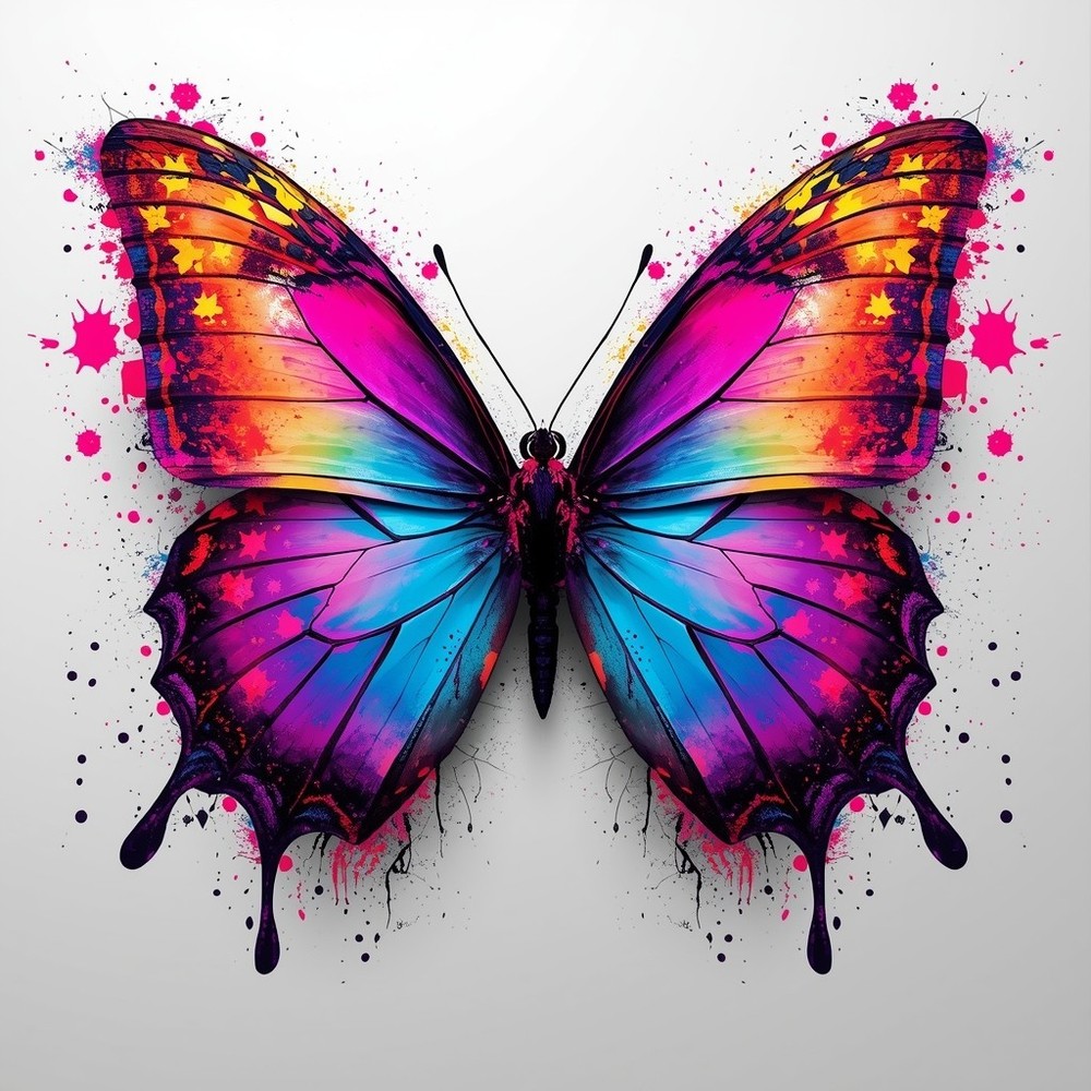 Colorful Butterfly Wall Art Digital Download | Abstract Butterfly Printable | HD
