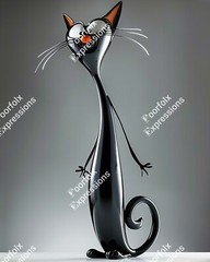 Set Of (5) Original Digital Art Images Of Various Feline Cat Abstract Wall