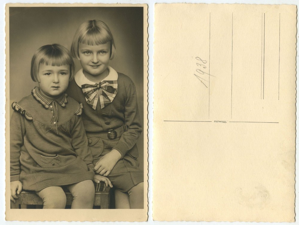 33896 – Two Sisters in Photo Studio – Photo, Dated 1938