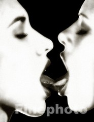 ORIGINAL Signed SURREAL FEMALE KISS Photograph Lesbian Bi Art By KELLY WRIGHT