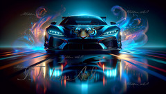 Digital Art Image Race Car Tiger Color Abstraction Wallpaper Background Desktop