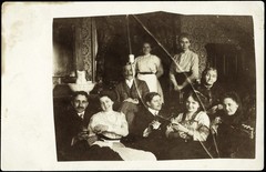 family w wine, photo from broken glass negative, unusual, rare, Vintage fine art