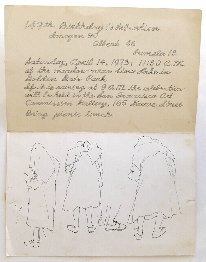 Invitation for Birthday Party for Photographer Imogen Cunningham, April 14, 1973