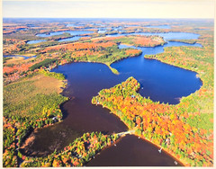 Dog & Deer Lakes, Three Lakes, Wisc. (Oneida Co.) Aerial Photo. Frame Optional.