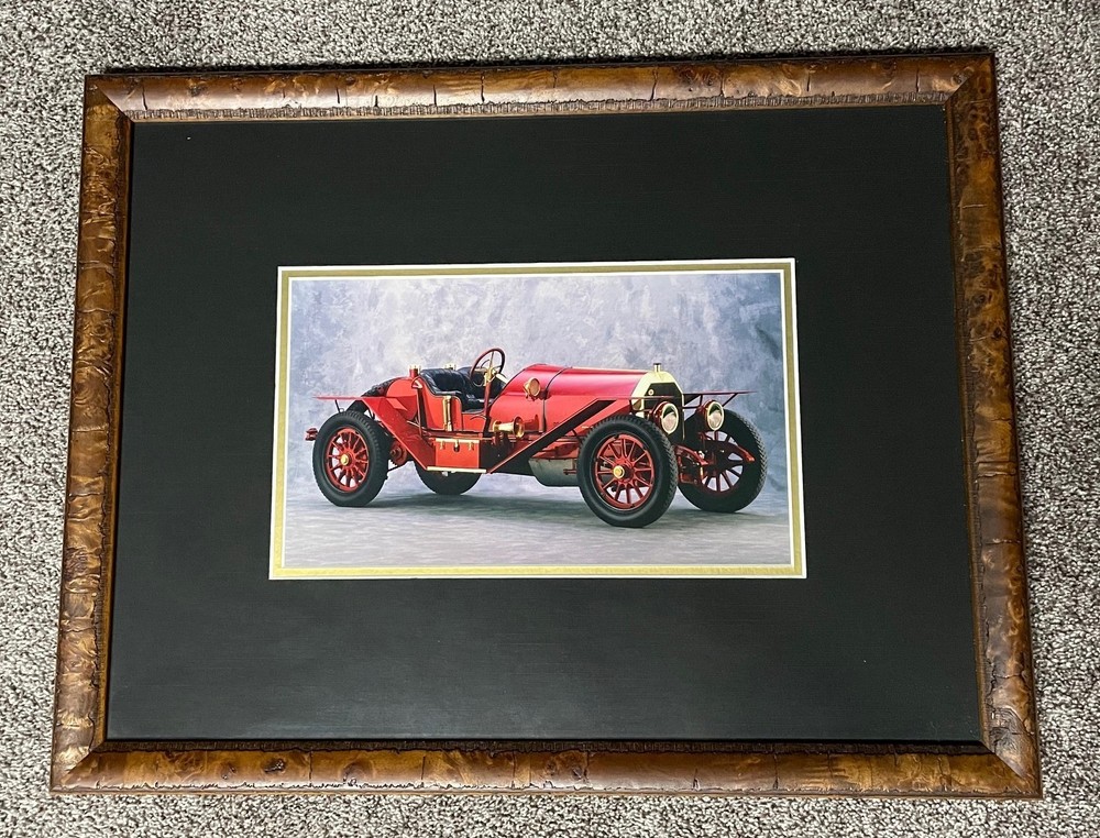 Set of 3 Art pictures classic automobiles, professionally matted and framed,
