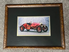 Set of 3 Art pictures classic automobiles, professionally matted and framed,