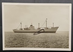 S Photo Postcard Speed Steamer Ship Boat MS Cap Ortegal Hamburg Flags Flag