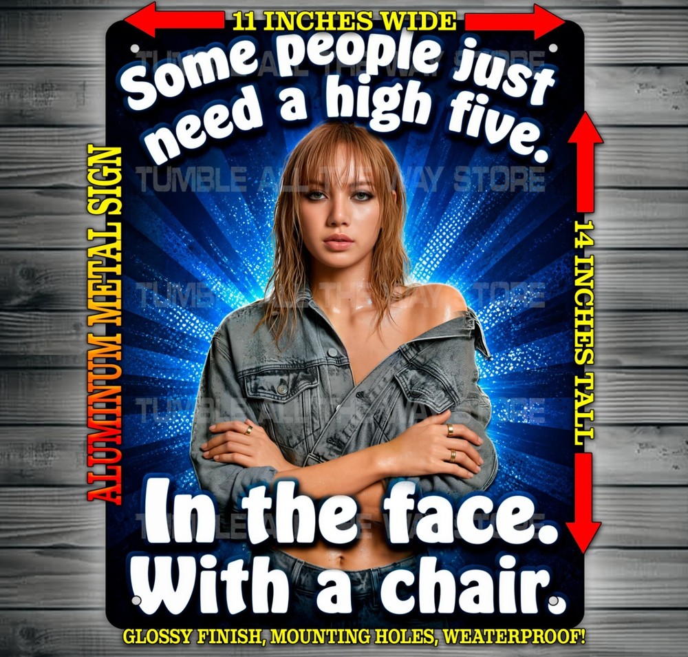 Lisa Blackpink – Some People Just Need a High Five Metal Sign Wall Art 14″ x 11″