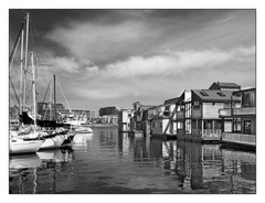 Veiw Of Marina In Victoria British Columbia Black And White 12×16 Fine Art Print