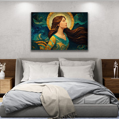 Mosaic Woman Wall Art, Feminine Fantasy Mermaid Portrait, Bohemian Wall Decor