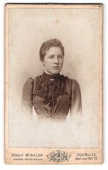 Photography Adolf Winkler, Goerlitz, Berliner-Strasse 12, portrait young lady in
