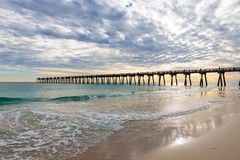 Pensacola Beach Pier Photography Print: Florida Gulf Coast Fishing Travel Photo