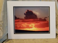 Maui Hawaiian Fiery Orange Sunset Matted Photograph by Joe Harden 2004