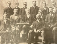Antique 1890s Dallas TX Chess Club Photo – Clifton Church Photographer – 9.4×7.5