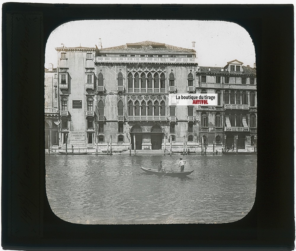 Palais Pisani Moretta, Venice, Photo Glass Plaque, Black & White, 8.5×10 Cm