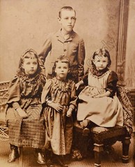 Photo of 4 Children Siblings Family Long Faces DIGITAL DOWNLOAD 19th century