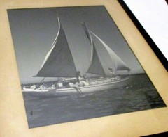 Vtg ART PHOTO SAILBOAT NAUTICAL Hamptons Framed