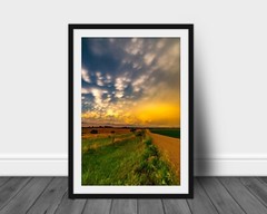 Nebraska farmland photography print rural country road photo storm cloud picture