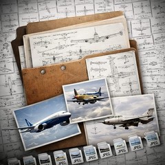 Collection of black and white drawings, aircraft plans:775 images in JPEG format
