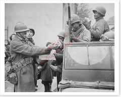 WWII African American GI’s Receive Candy From French Troops Silver Halide Photo